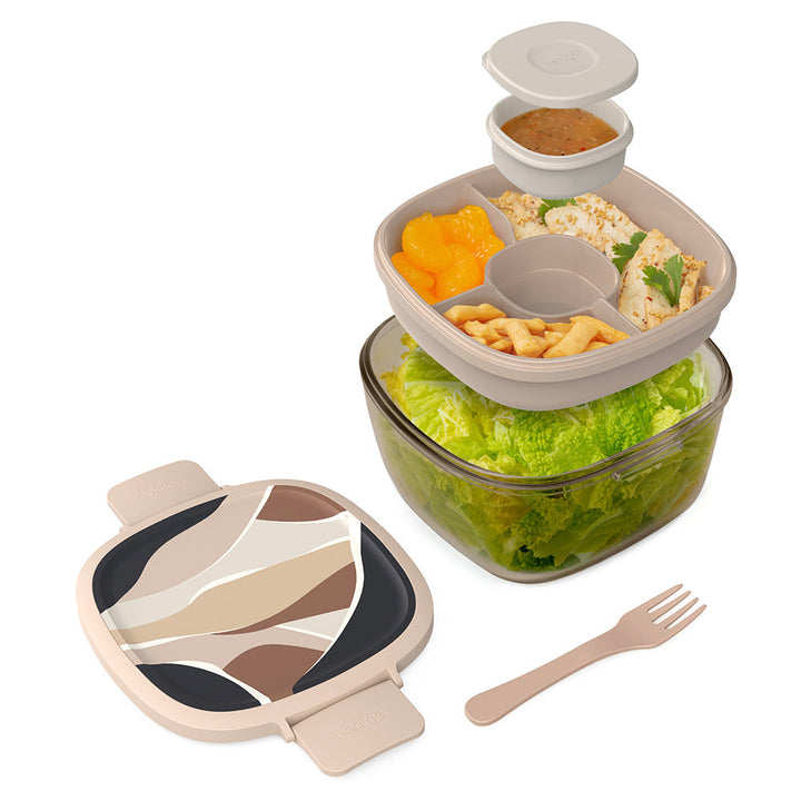 Bentgo Glass Prints All-in-One Salad Container O2